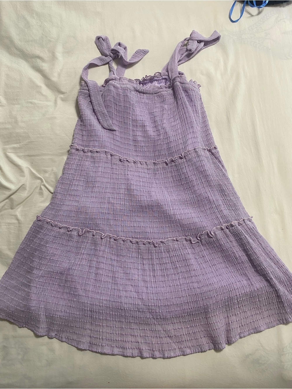Altar'd State Lavender Tie-Shoulder Smocked Dress
